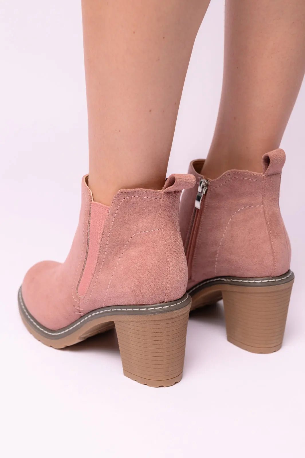 Bite Me Bootie in Blush Faux Suede Ave Shops